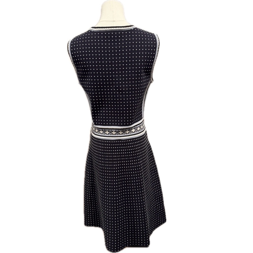 tory burch mini geo stitch sleeveless dress blue and white dot medium M - Picture 5 of 7